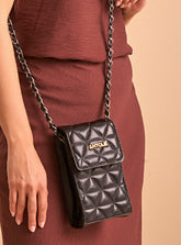 Mini Bolsa em Couro Matelassê Preto